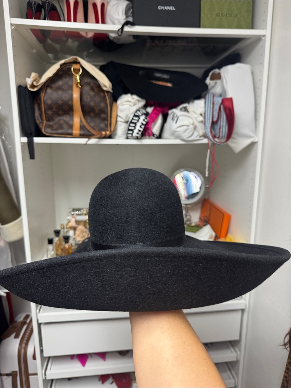 Chanel Black Wide-Brim Wool Hat - with tag - Picture 3 of 3